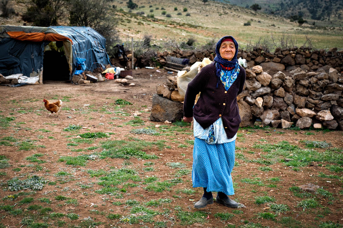 Berber granny minding the camp